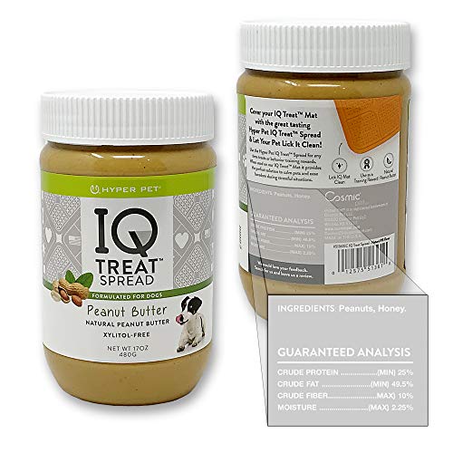  Hyper Pet Dog Peanut Butter, IQ Treat Spread - 100% Natural-Xylitol Free Peanut Butter For Dogs - Use IQ Treat Mat Lick Mat, Dog Treats, Dog Snack