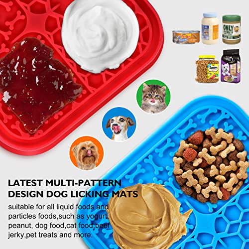  4 Pack Lick Mat For Dogs, Dog Slow Feeder Dowl Mat For Bathing Grooming Nailing Trimming, Food-Grade, Non-Toxic, Licking Pad For Dogs And Cats, Puzzle Feeding Mat For Pets