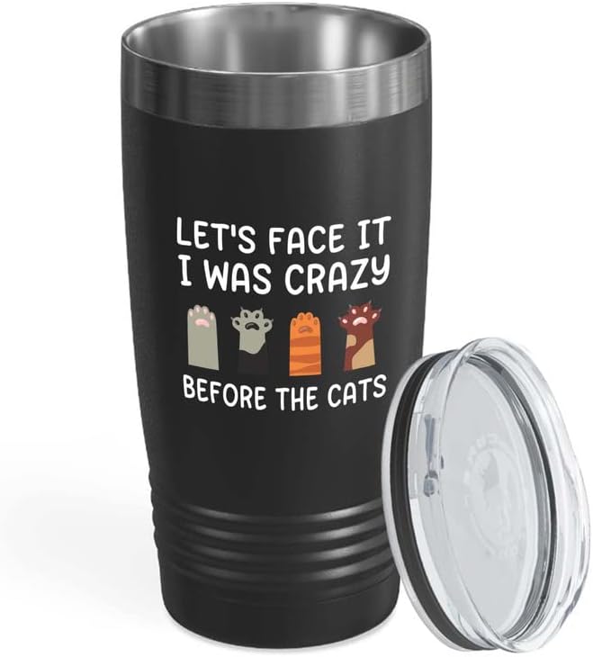  Flairy Land Cat Lady Black Tumbler 20oz - Appreciate Felines -Cat Paw Cat Parents Cat Mama Cat Lover Kitties Purr Feline Mom