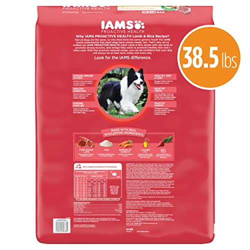  IAMS Minichunks Adult Dry Dog Food Lamb & Rice Recipe Dog Kibble, 38.5 Lb. Bag