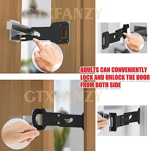  Adjustable Cat Door Holder Latch - 2PCS Black Pet Door Latch Made Of Durable Metal - Cat Door Alternative To Keep Dogs And Kids Out Of Rooms, Litter Boxes And Food, No Measuring, Easy To Install
