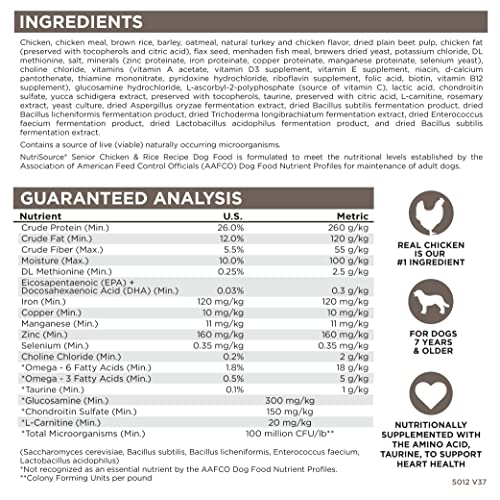  Nutrisource Senior Dog Food, 15Lb