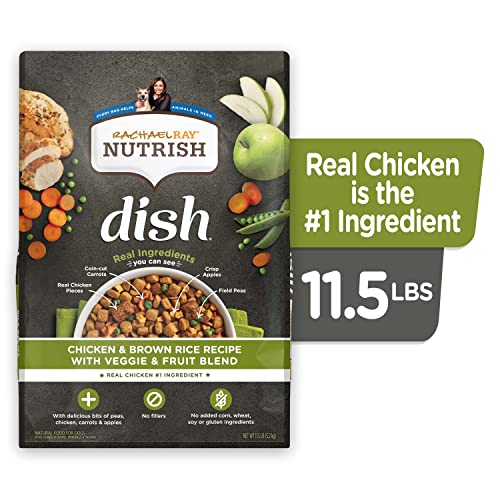  Rachael Ray Nutrish Dish Premium Dry Dog Food, Chicken & Brown Rice Recipe With Veggies & Fruit, 11.5 Pound