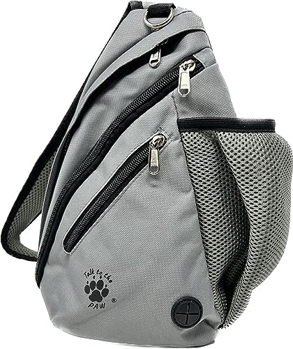  Talk To The Paw Dog Walking Bag - Training Treat Pouch - Poop Bag Dispenser - Dog Treat Bag With Hands Free Leash (Black)