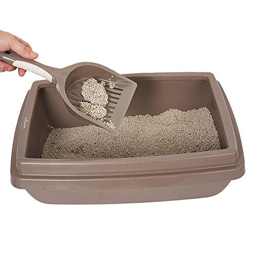  Lucky Tree 3 Color Cat Litter Pan Litter Box Plastic Cat Food Bowl With Scoop Shovel, 4Pcs Pet Supplies Set For Cats