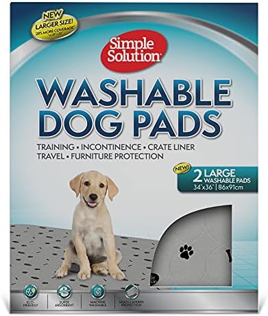  Simple Solution Large Washable Puppy Pad | Reusable Dog Pee Pad | Absorbent And Odor Controlling | 30x32 Inches, 2 Count, Black & Beige