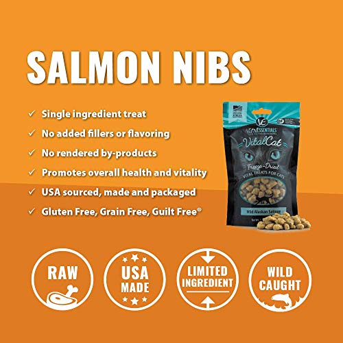  Vital Cat Freeze-Dried All-Natural Wild Alaskan Salmon Cat Treats, 1.1 Oz.