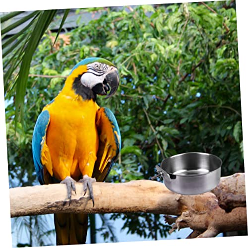  POPETPOP 3pcs Pet Hanging Food Bowl Stainless Steel Coop Cups Parrot Dish Dispenser Bowl For Parrot Bird Feeding Bowl Silver Food Box Feed Water Dog Water Bowls Bowl For Birds Bird Dish Cup