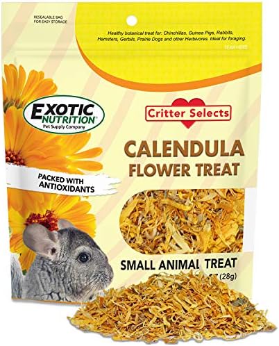  Calendula Flower Treat (4 Oz.) - Healthy Natural Dried Flower Herbivore Treat - Chinchillas, Guinea Pigs, Rabbits, Prairie Dogs, Degus, Hamsters, Rats, Squirrels, Sugar Gliders & Other Small Pets