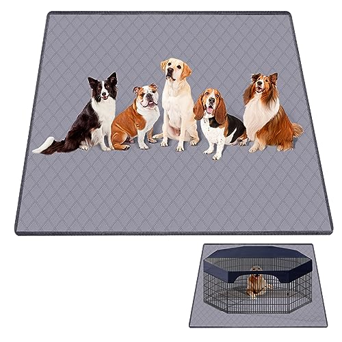  Jhua Washable Pee Pads For Dogs Large 59"x59" Reusable Pee Pads For Dogs, Non-Slip Waterproof Puppy Pads Pet Training Pads, Heavy Absorbent Pee Pad For Dogs, Playpen, Crate, Travel