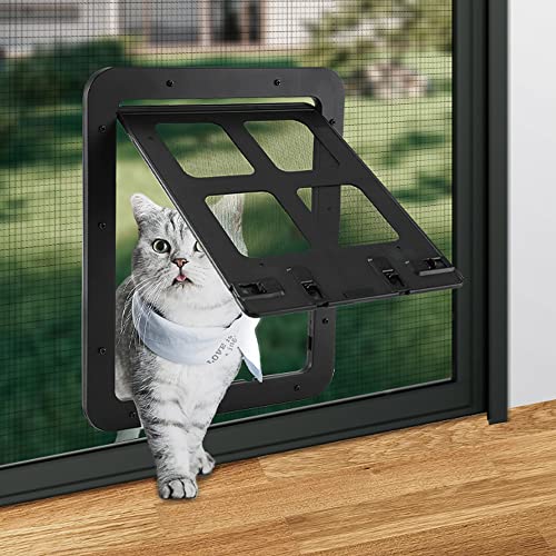  Cat Screen Door, Bautizadod Inside Opening 9.45 * 7.48 Inches Pet Door For Screen Door, Pet Door Magnetic Baffle, Automatic Adjustable Lockable Black Door For Puppy Dog And Cat Door, Easy To Install.