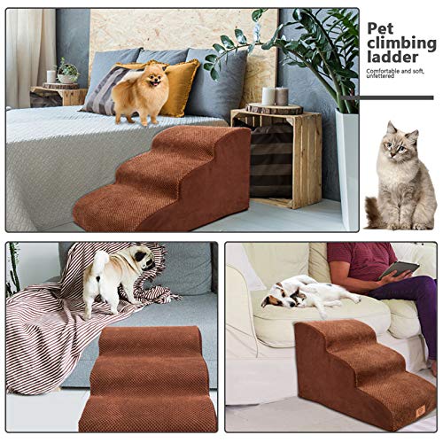  Kphico 3 Tiers Non-Slip Dog Ramp For Small Dogs And Injured Cats, And 3 Pcs Dog And Cat Food Container Set