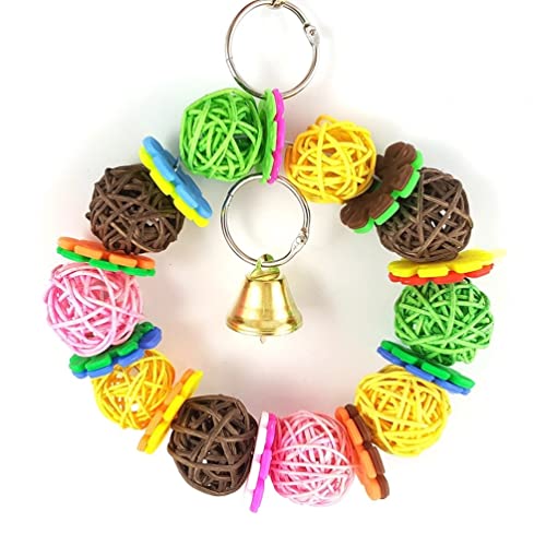  JYDQM 6Pcs Pet Parrot Toys Wooden Hanging Cage Toys For Parrots Bird Funny Hanging Standing Toy Pet Bird Training Supplies