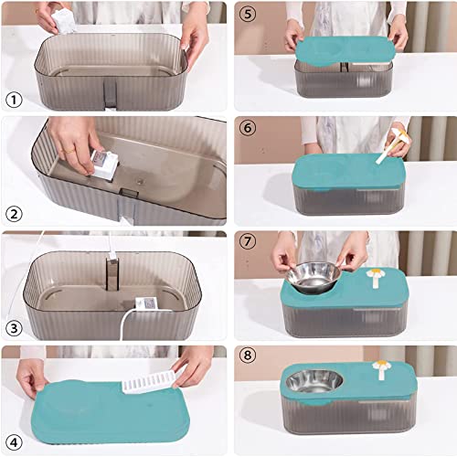  Suertree Cat Fountain Water Bowl Stainless Steel, 101oz/3L Automatic Pet Water Fountain, Dog Water Dispenser Cat Feeding Watering Supplies With 2 Filters For Cats, Dogs, Pets Blue