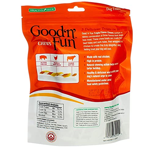  Healthy Hide Good 'n' Fun Triple Flavor Chews, Twists By Healthy Hide (Pack Of 3)