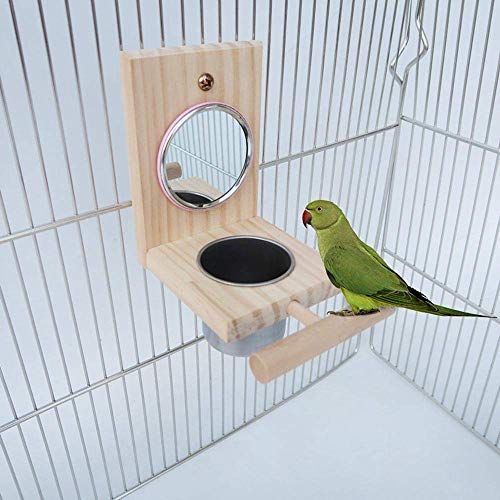  Pet Wooden Wild Bird Feeders For Outdoor Proof Nuts Feed Multipurpose Bird Feeding Station With Mirror Toy For Parrots Bird Parakeets Cockatiels Bowl