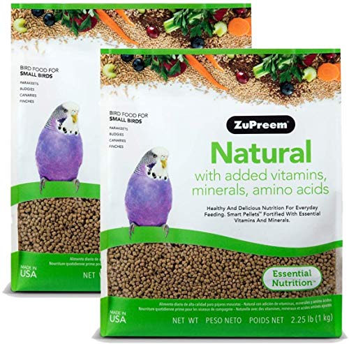  ZuPreem Natural Pellets Bird Food For Small Birds, 2.25 Lb (Pack Of 2) - Made In USA, Essential Nutrition For Parakeets, Budgies, Parrotlets