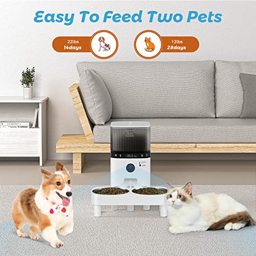 Sobralik Automatic Cat Feeders, Smart Timed Automatic Dog Feeder, HD Camera Voice And Video Recording, Cat Food Dispenser Portion, 2.4G Wi-Fi Enabled App Control, 5L Capacity For Cats Dogs