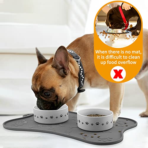  KPWACD Pet Placemat For Dog And Cat, Mat For Prevent Food And Water Overflow, Suitable For Small, Medium And Big Pet, Grey, Silicone