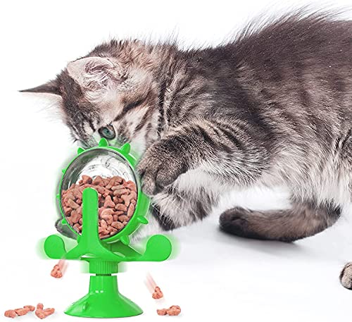  PEPDRO Rotatable Pet Bowl Raised Cat Food Toy Pet IQ Toys For Small Pet Slow Feeder Toy Windmill Interactive Toys Multifunctional Windmill Feeder Cat Toy With Suction Cup Cat Windmill Slow Feeder Toys