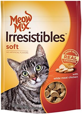  Meow Mix Irresistibles Soft Cat Treats With Real White Meat Chicken (Pack Of 10), 3 Oz.