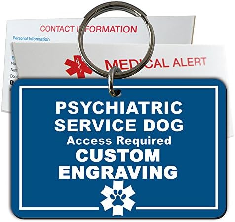  My Identity Doctor Psychiatric Service Dog ID Tag Custom Engraved Rectangle Plastic - Blue - Medium