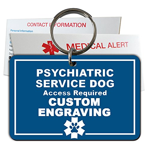  My Identity Doctor Psychiatric Service Dog ID Tag Custom Engraved Rectangle Plastic - Blue - Medium