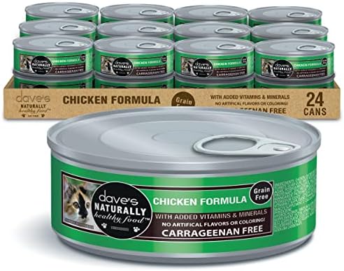  Dave's Pet Food Grain Free Wet Cat Food (Chicken), Made In USA Naturally Healthy Canned Cat Food, Added Vitamins & Minerals, Wheat & Gluten-Free, 12.5 Oz (Case Of 12)