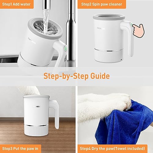  DOGNESS Automatic Dog Paw Cleaner, Electric Paw Washer For Dogs Portable Paw Cleaner Cup, Dog Foot Cleaning Machine USB Rechargeable, Designed For Medium To Large Dogs (White)
