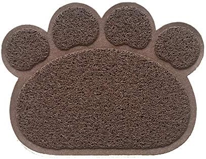  IHOO Pet Feeding Mat Cats Dog PVC Pads Non-Slip Puppy Kitten Dish Bowl Food Water Cat Litter Placemat Mat Paw Shape,1Pcs Red
