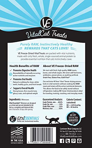  Vital Cat Freeze-Dried All-Natural Minnows Cat Treats, 0.5 Oz.