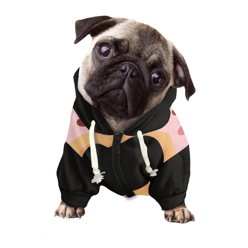  Rivatimrio Doughnut Pink Dessert Basic Dog Hoodie Sweatshirts, Yummy Novelty Sweet Food Pet Clothes Hoodies With Hat, Soft Outfit Coat For Large Medium Small Dogs - S