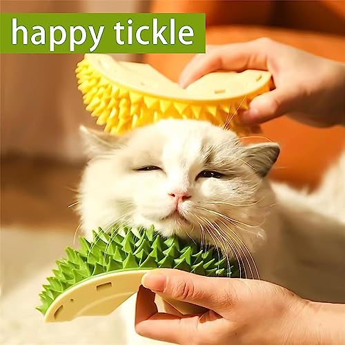  Durian-Shaped Cat Scratcher,Durian Multifunctional Toys,Cat Durian Shell Durian，Massaging And Removing Floating Hair Cat Dog Mint Toys (Green)