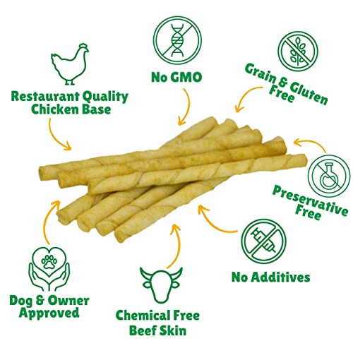  Lucky Premium Treats Chicken Basted Rawhide – All-Natural Rawhide And Beef Dog Treats For Small Dogs, Gluten Free Premium Small Dog Treats (15 Chews)