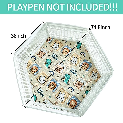  36" Wide Hexagonal Dog Pen Urine Pad Dog Urine Pad Puppy Pad, [PLAYPEN Not Included!] Reusable Whelping Playpen Crate Reusable Washable Pet Mattress Pads Pet Training Pads For Playpen, Crate, Kennel