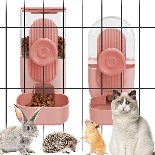  Hanging Automatic Food Water Dispenser,Ufanittel 35oz Auto Gravity Rabbit Feeder And Waterer Set,Cage Pet Hanging Self Dispenser Feeder For Rabbit Chinchilla Hedgehog Guinea Pig Ferret Kitty Puppy