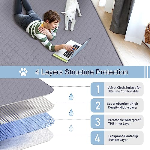  Jhua Washable Pee Pads For Dogs Large 59"x59" Reusable Pee Pads For Dogs, Non-Slip Waterproof Puppy Pads Pet Training Pads, Heavy Absorbent Pee Pad For Dogs, Playpen, Crate, Travel