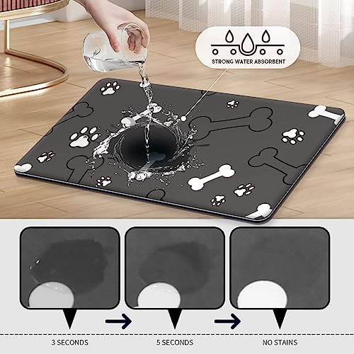  Rest-Eazzzy Absorbent Dog Bowl Mat 18"x30", Dog Food Mat, Non-Slip Pet Food Mat, Large Dog Mat For Food And Water, Durable And Eco-Friendly Dog Feeding Mat- Waterproof Backing, Machine Washable