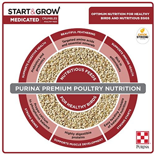  Purina Start & Grow Starter/Grower Medicated Feed Crumbles, 5 Lb Bag