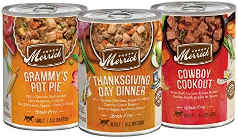  Merrick Grain Free Wet Dog Food Variety Pack, Grain Free Favorites Canned Dog Food - (12) 12.7 Oz. Cans