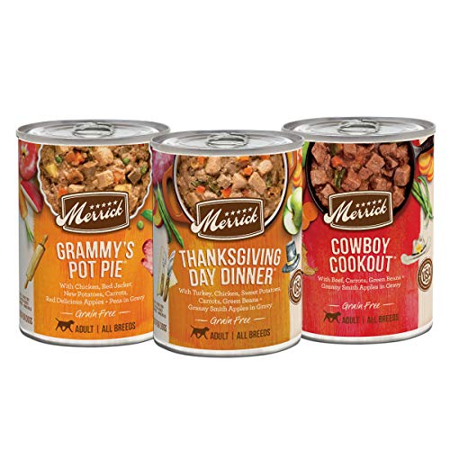  Merrick Grain Free Wet Dog Food Variety Pack, Grain Free Favorites Canned Dog Food - (12) 12.7 Oz. Cans