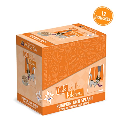  Weruva Cats In The Kitchen, Pumpkin Jack Splash With Tuna In Pumpkin Soup Cat Food, 3oz Pouch (Pack Of 12), Orange