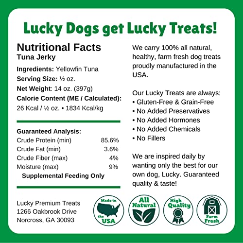  Lucky Premium Treats Tuna Jerky – Tuna Jerky Treats For Cats And Dogs, Nutrient-Rich And All-Natural Dog Treats And Cat Treats (14 Oz)