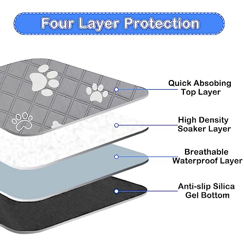 Yuehuam Washable Pee Pads For Dogs, 2 Pack Fast Drying Reusable Dog Training Pads, Super Absorbent Waterproof Whelping Training Mat For Puppy/Senior Dog Indoor, Outdoor And Car Travel