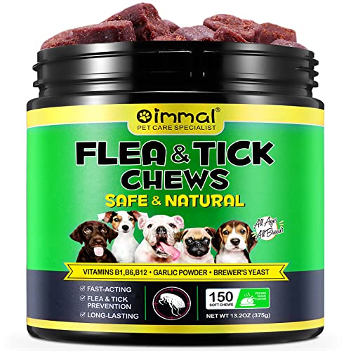  Flea And Tick Prevention For Dogs Chewable Flea And Ticks Treats, 150PCS Dog Flea & Tick Prevention Control Supplement, Flea And Tick Chews For Dogs, Oral Flea Pills For Dogs (Peking Duck Flavor)