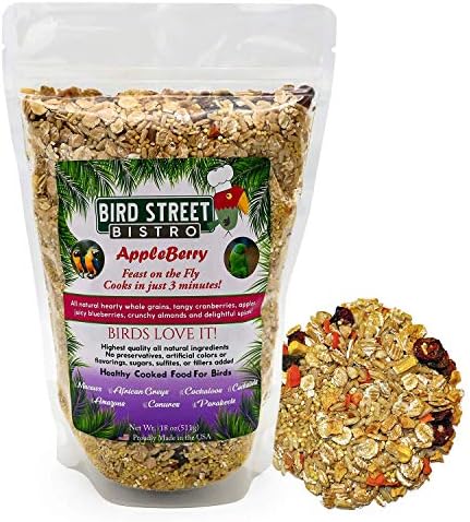  Bird Street Bistro Parrot Food - Parakeet Food - Cockatiel Food - Bird Food - Cooks In 3-15 Min W/Natural & Organic Grains - Legumes - Non-GMO Fruits, Vegetables, & Health Orientated Spices