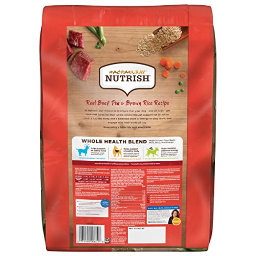  Rachael Ray Nutrish Premium Natural Dry Dog Food, Real Beef, Pea & Brown Rice Recipe, 14 Pounds, Model:-P