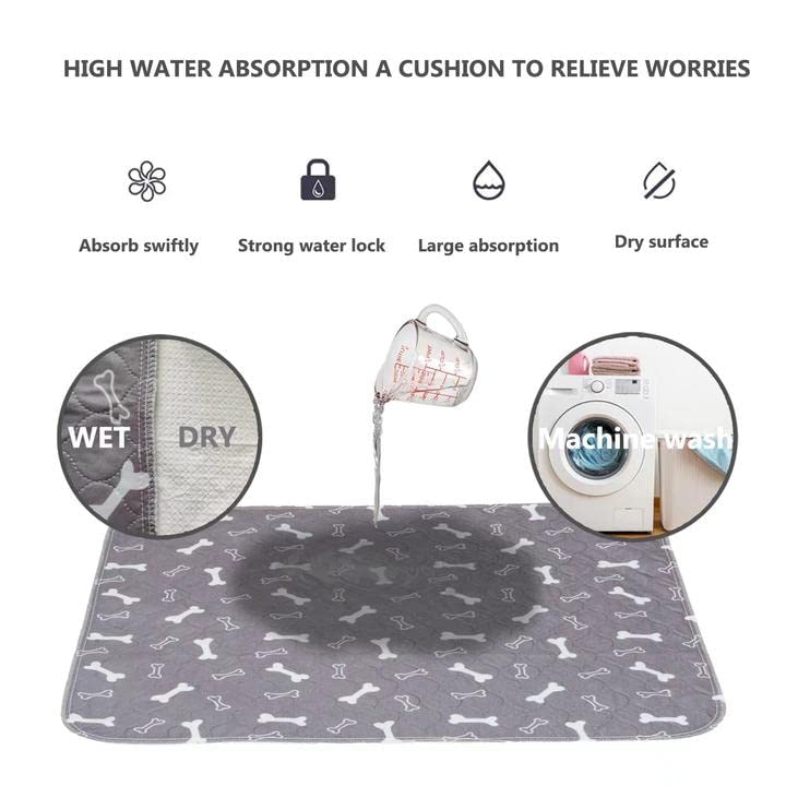  SLPEFA 2 Pack Washable Pee Pads For Dogs Pet Pee Pads 4 Layer Waterproof TPU Cute Reuseable Water Absorption Pet Dog Training Urine Pad Diapers Washable Pee Mat 32 X 36in