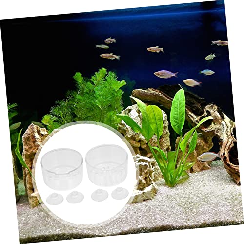  EVANEM 2pcs Feeding Cup Glass Dispenser Accessory Tray Aquarium Plant Feeder Fish Tank Shrimp Feeder Aquatic Pet Food Cup Aquarium Feeding Tools Floating Food Tray Plastic Fish Feeder