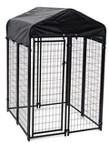  Lucky Dog 60544 Uptown Spacious 4' X 4' X 6' Heavy Duty Welded Wire Outdoor Dog Kennel With Water Resistant Cover, Black